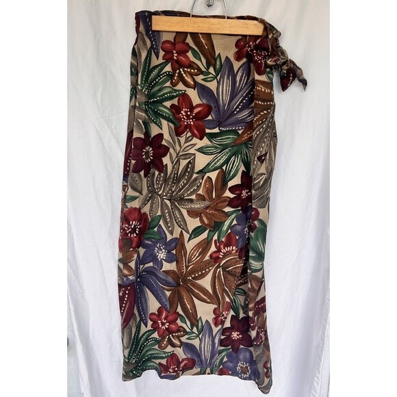VTG Jones New York Silk Wrap Skirt Women’s Small Tropical Boho Floral Resort - Picture 1 of 5